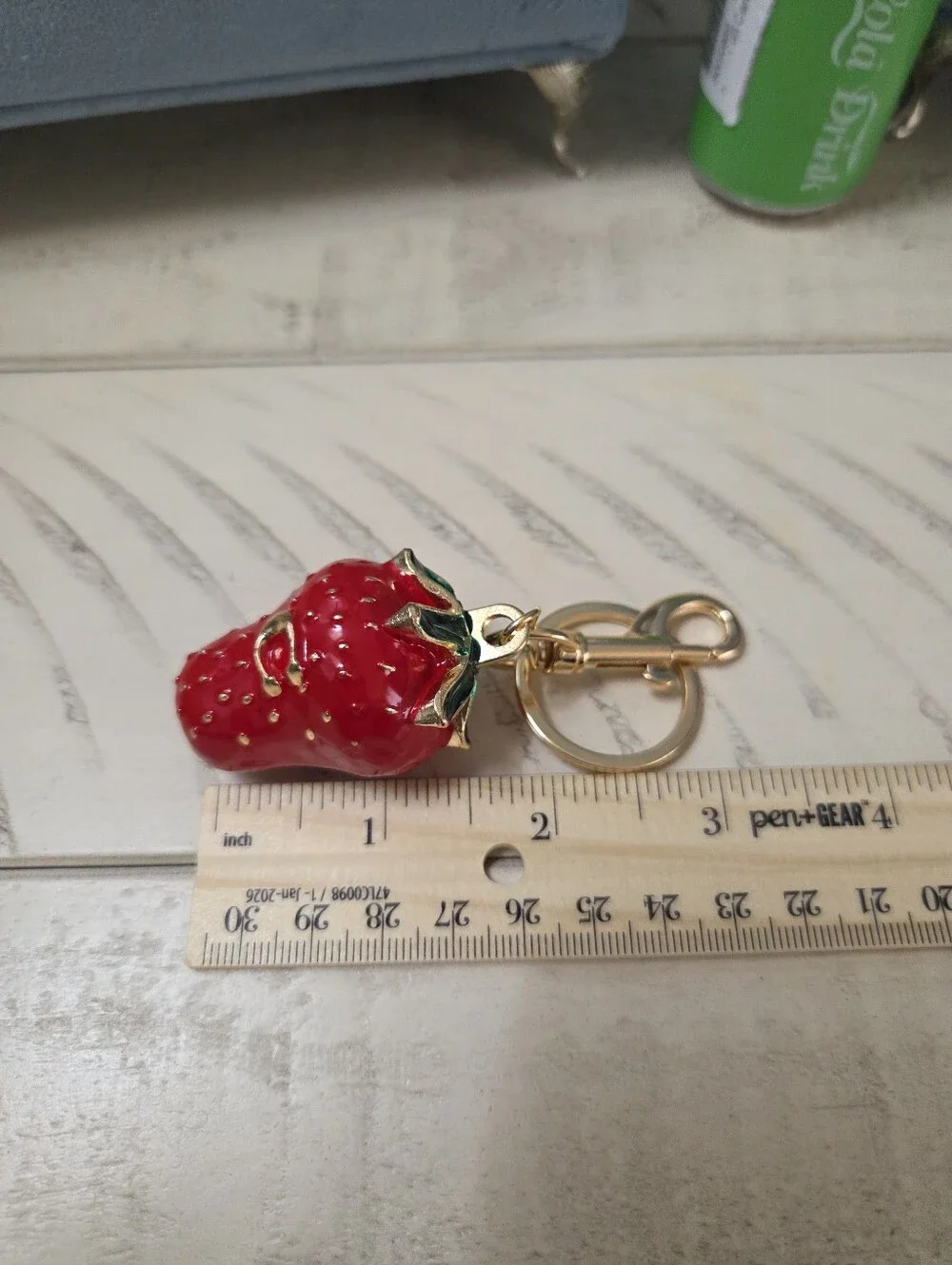 🍓 Red Enamel Strawberry C Logo Bag Charm Keychain, NEW
